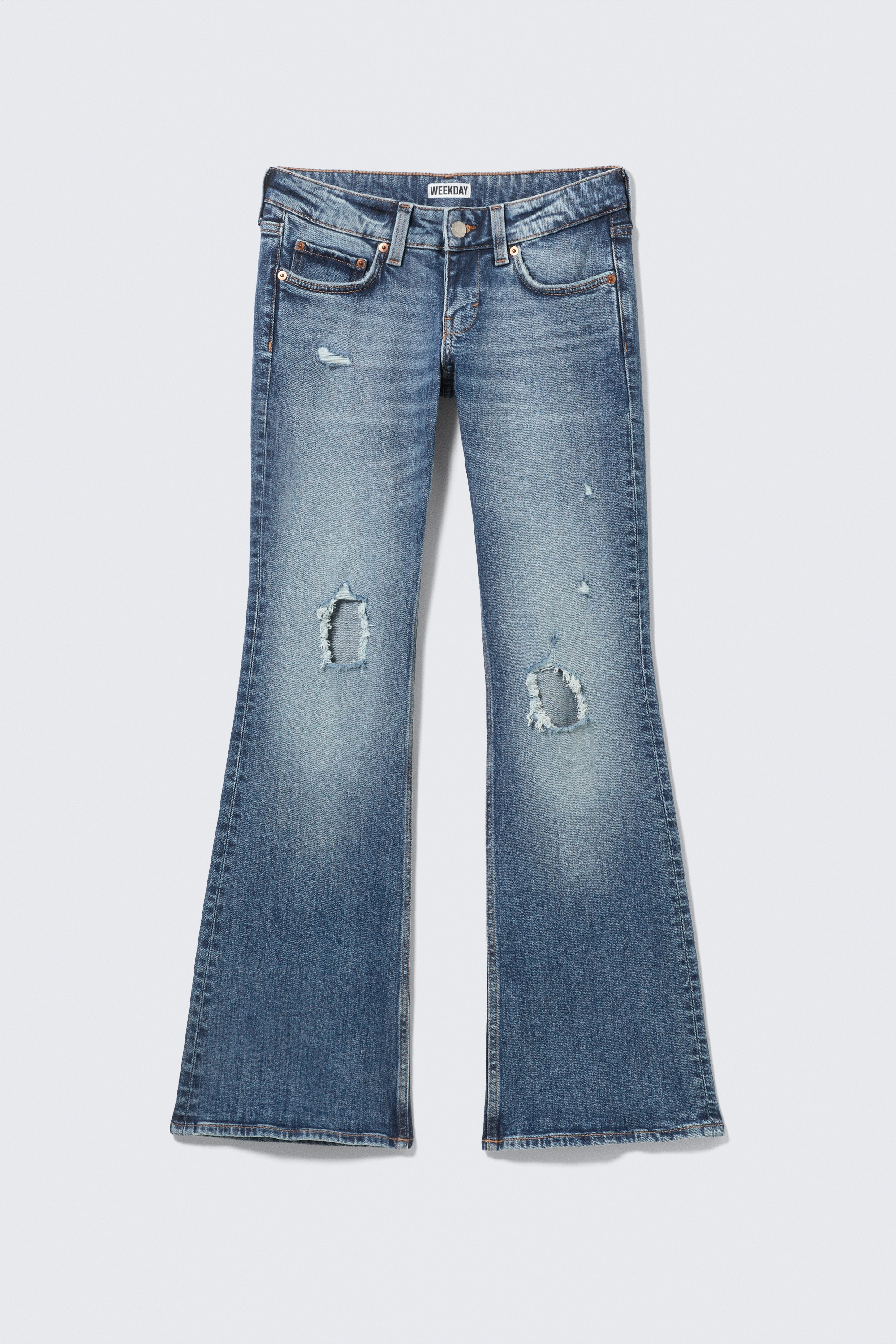Jean skinny taille basse délavé et déchiré - Blue Horses - Bleu moyen