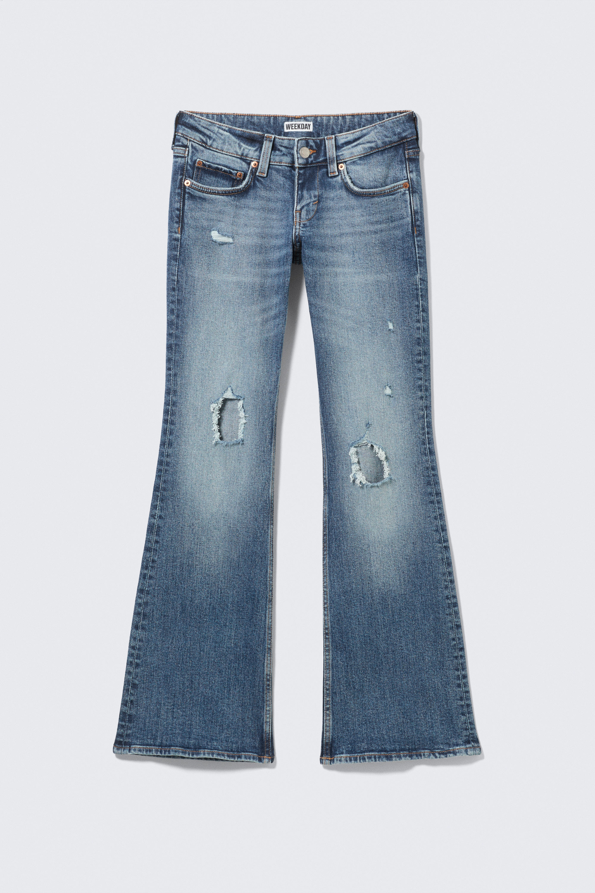 Blue Horses - Medium Blue - Hour Low Rise Skinny Bootcut Leg Distressed Jeans - 1