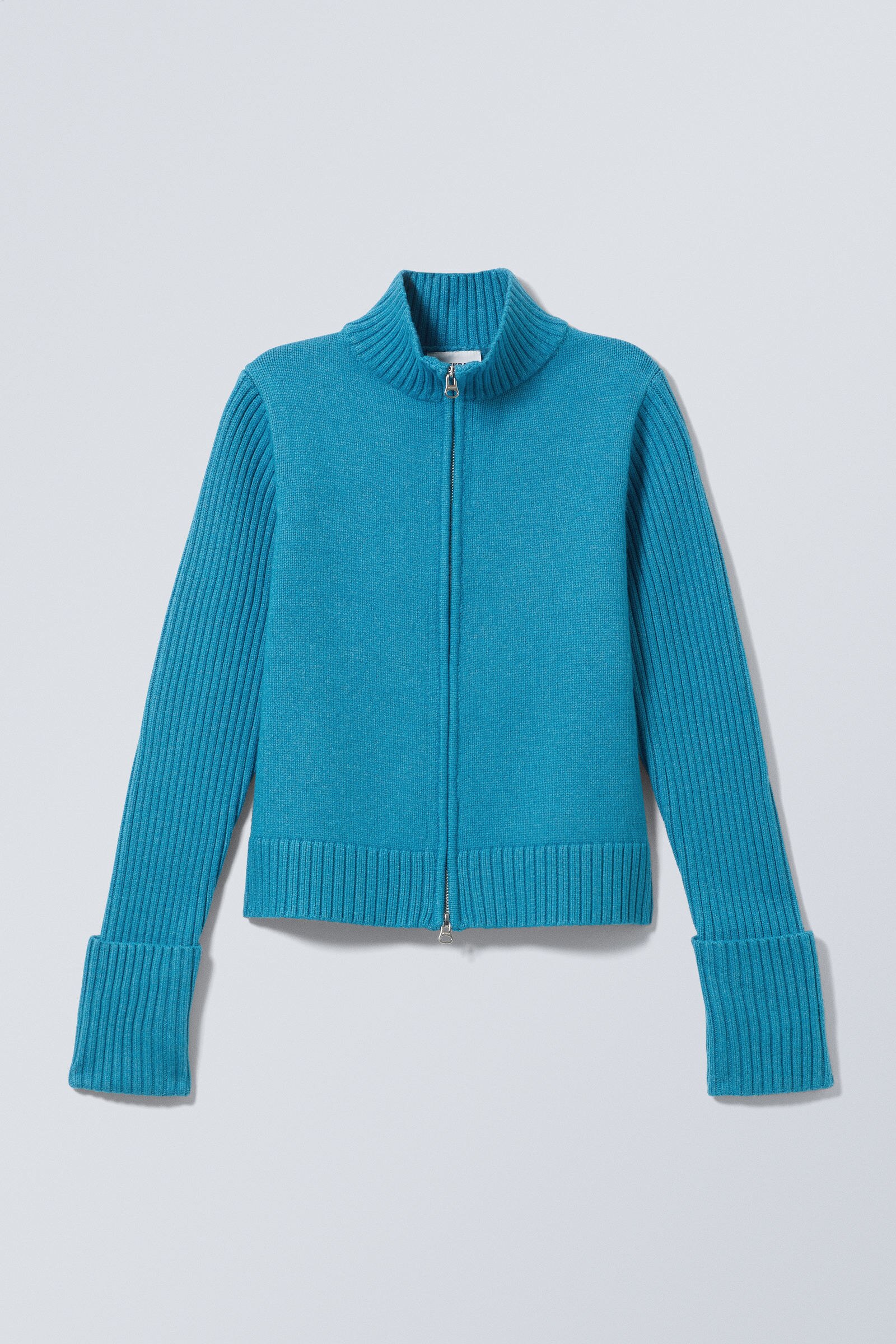 売れ筋商品|||ウィークデイ ニット&セーター レディース アウター WINONA  - Cardigan - light blue Weekday Winona high neck zip cardigan with folded cuffs in