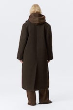 Dunkelbraun meliert - Zweireihiger Oversize-Mantel aus Wollmischung - 4