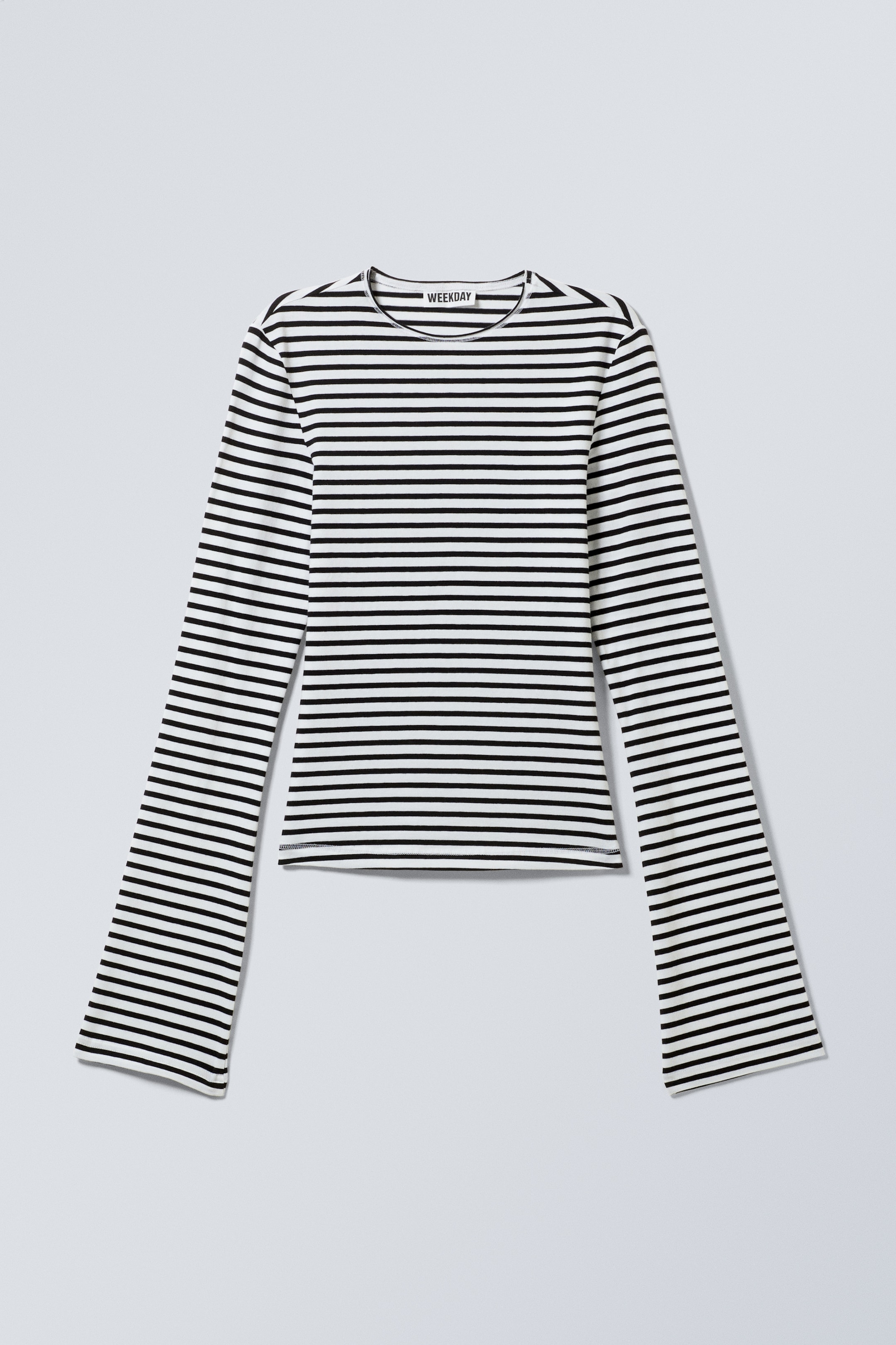 Größeres Bild ansehen: Longsleeve aus Baumwolle - Weiß - Schwarze Streifen - Ladies | H&M DE 4
