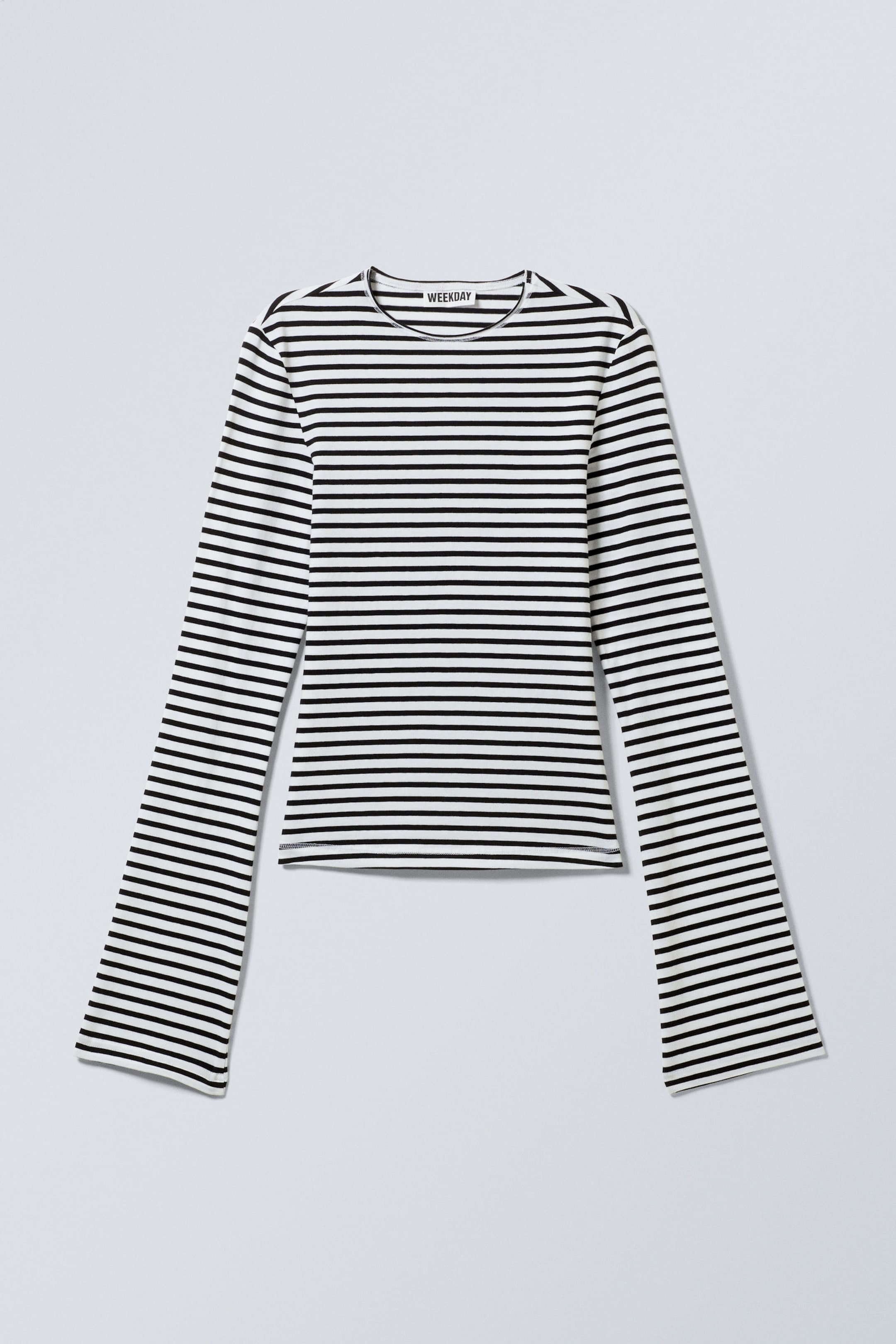 Weiß - Schwarze Streifen - Longsleeve aus Baumwolle - 3