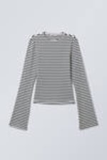 Weiß - Schwarze Streifen - Longsleeve aus Baumwolle - 3