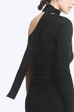 Zwart - Asymmetrische mini-jurk met één mouw - 3