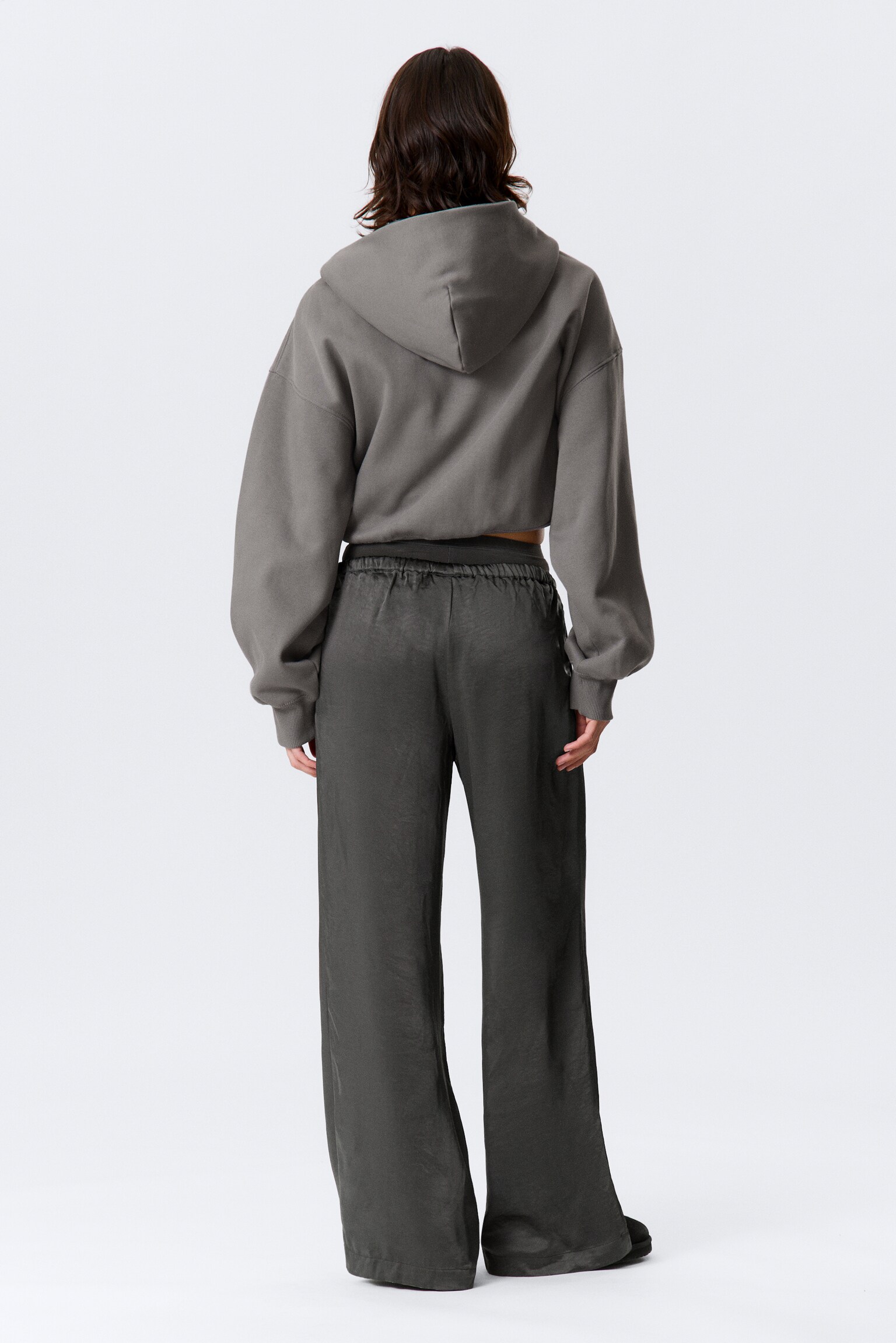 Pantalon de pyjama en satin délavé - Gris foncé délavé - 6