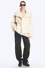 Dusty White - Wool-Blend Funnel neck jacket - 3
