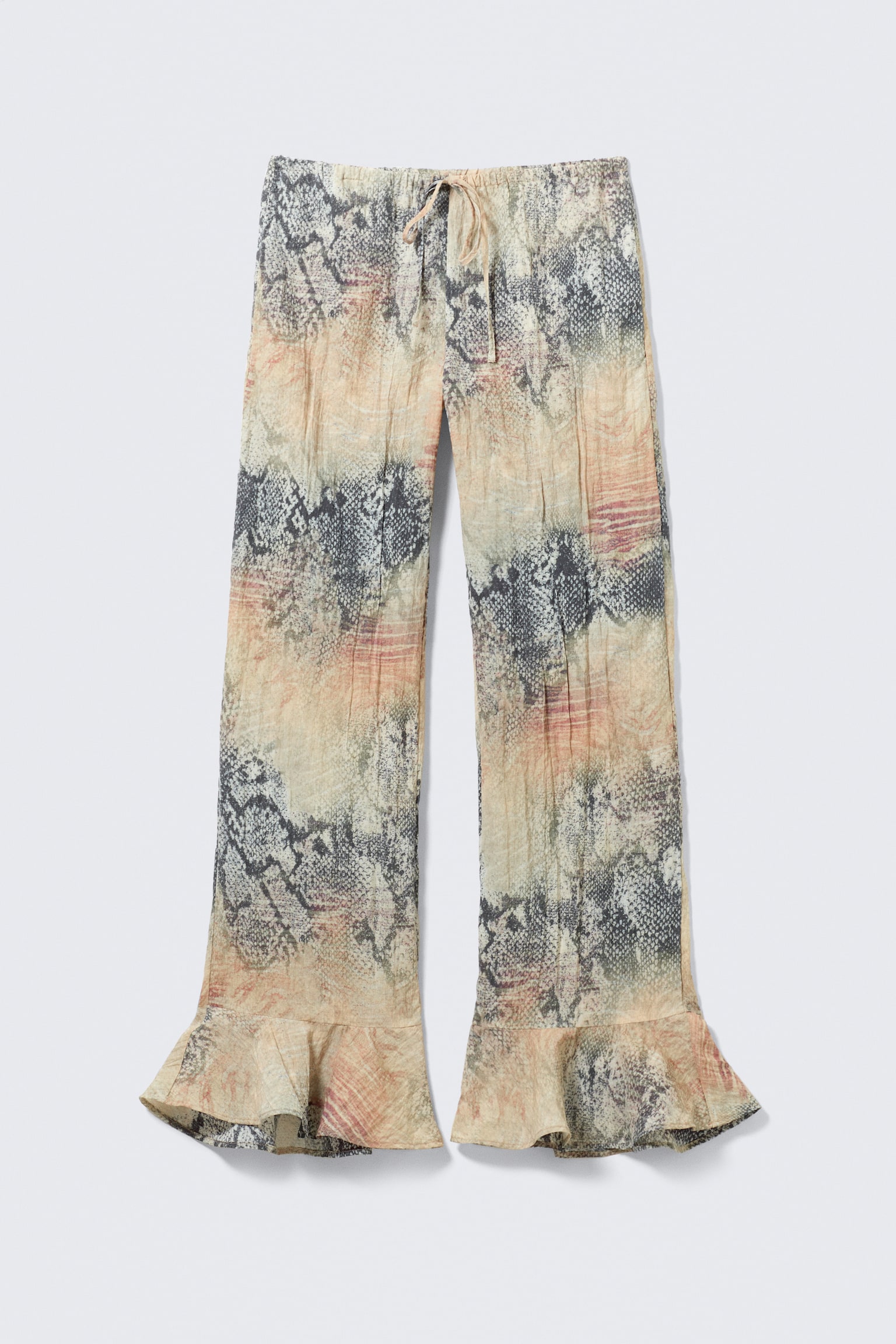 Pantalones con volantes - Beige - Estampado de serpiente - 2