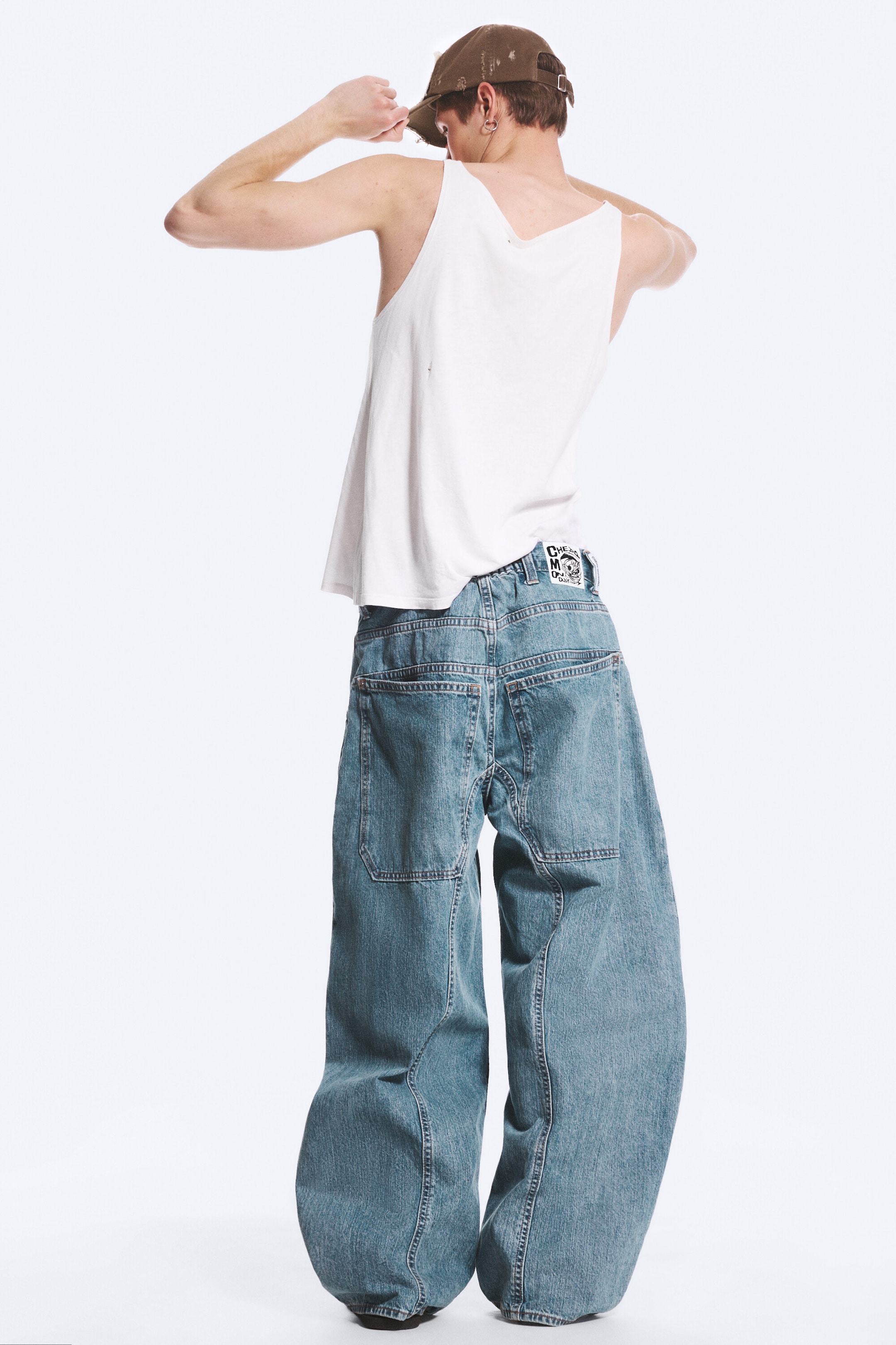 90s Blue – middels blå - Dunno unisex løs Barrel-jeans med lavt liv - 5