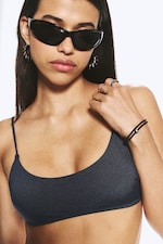 Dark Blue - Padded Tie Bikini Top - 1