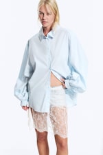 Ljusblå - Balloon Sleeve Shirt - 0