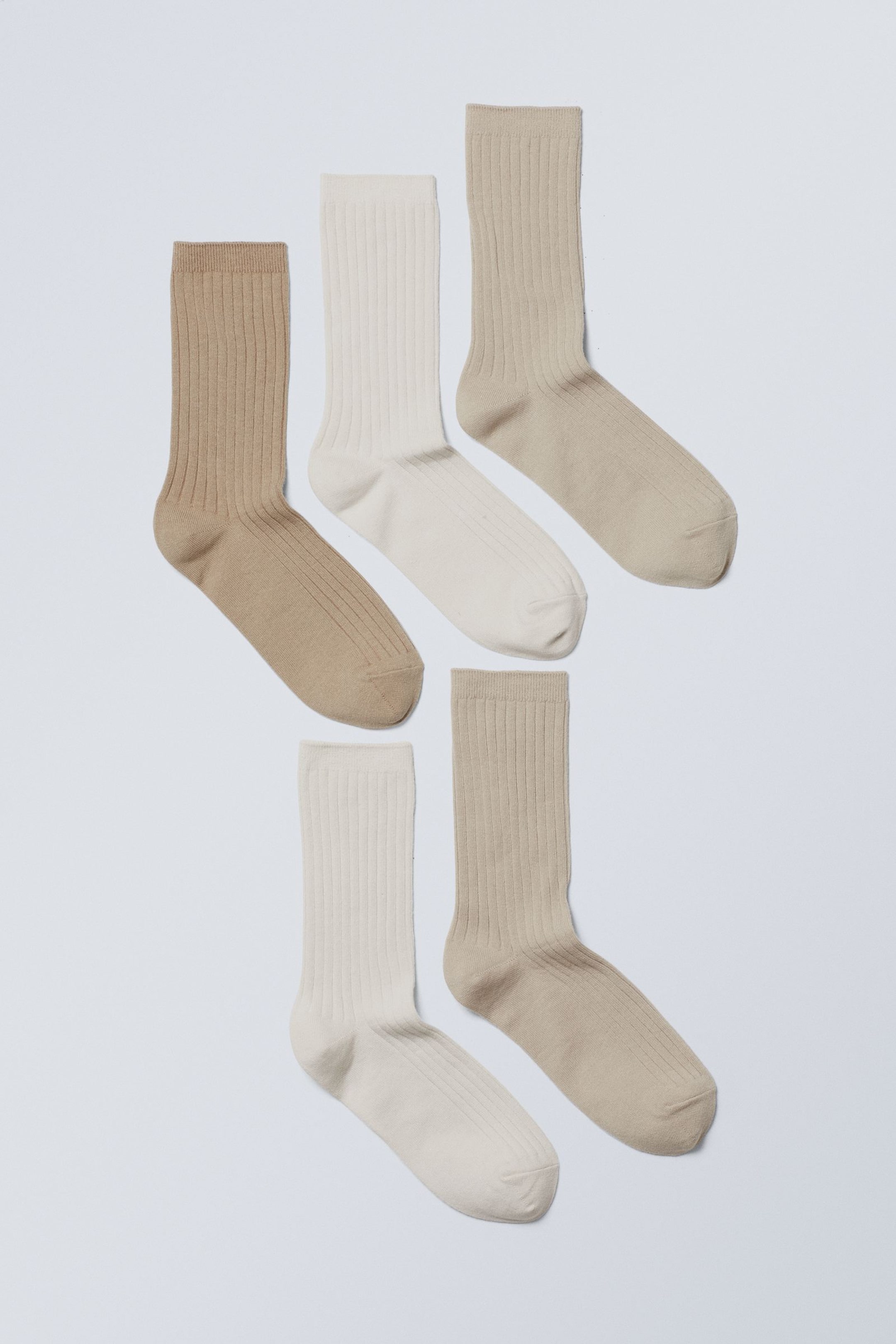 Beige Mix - Ribsokken 5 paar - 0