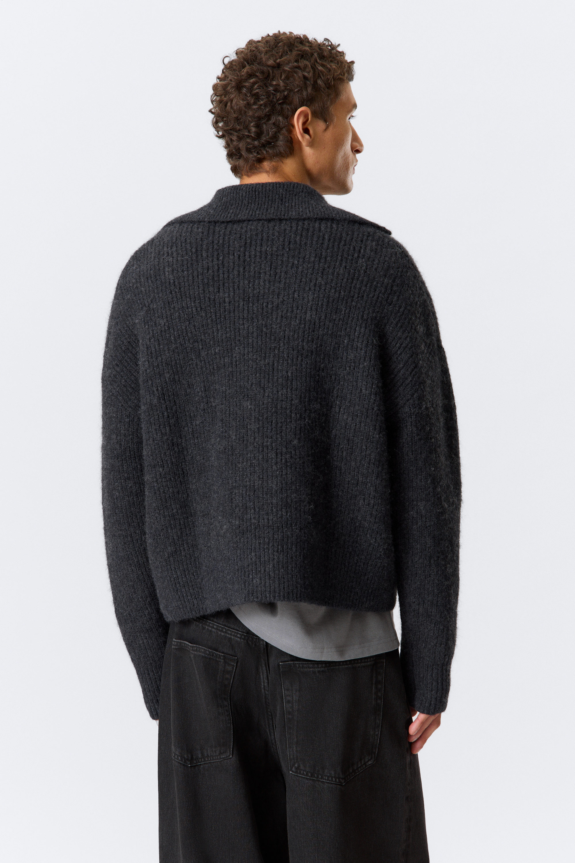 Dark Navy Blue - Knitted Wool-Blend Polo Sweater - 5
