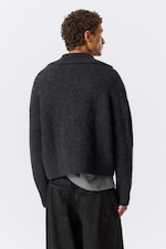 Dark Navy Blue - Knitted Wool-Blend Polo Sweater - 3