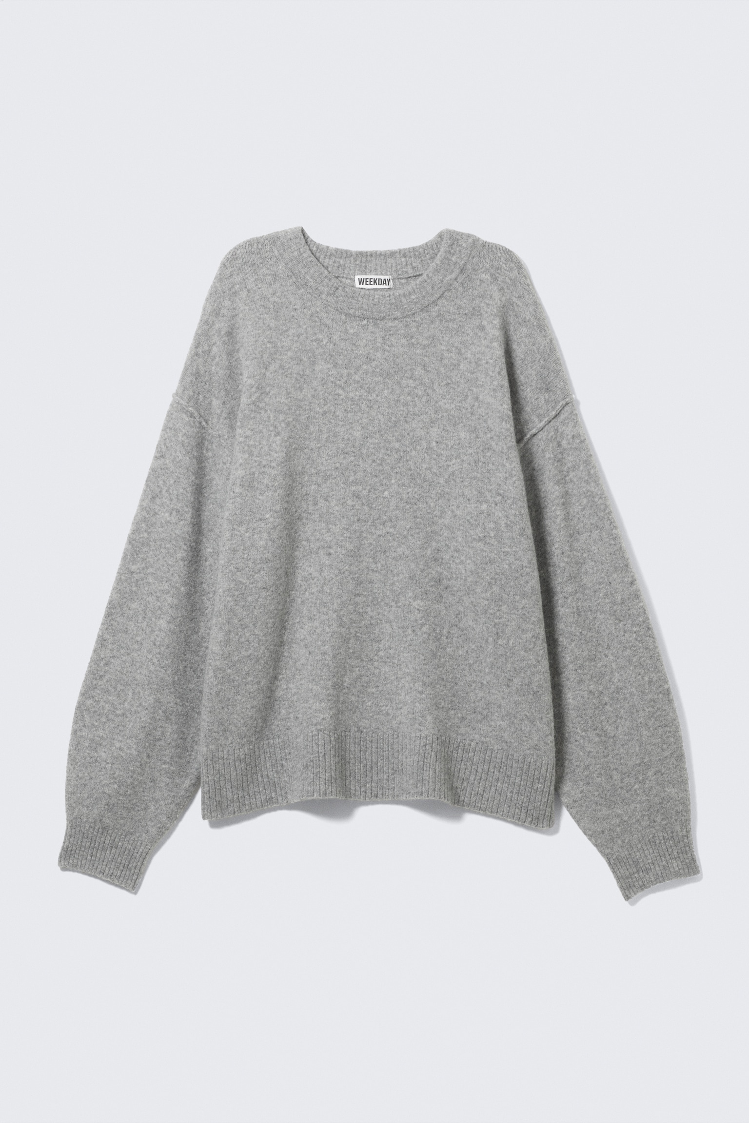 Relaxed Knitted Sweater - Grey Melange/Dark Red Melange - 2