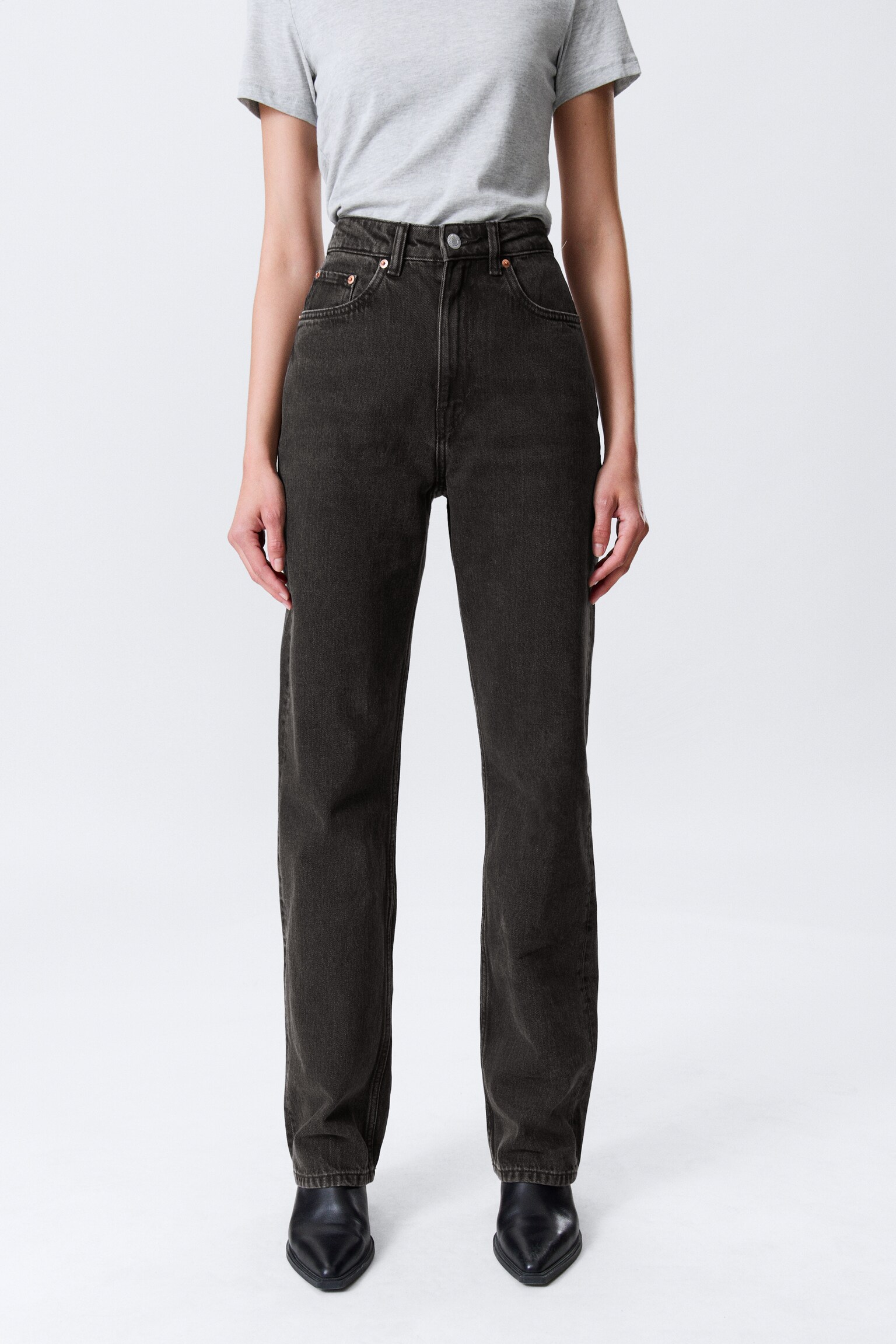 Rowe Super High Waisted Regular Straight Leg Jeans - Echo Black - Black/Port Blue - Light Blue/90s Blue - Medium Blue/Compact Blue - Dark Blue - 12