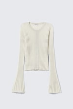 Écru - Cardigan en lin mélangé transparent - 4