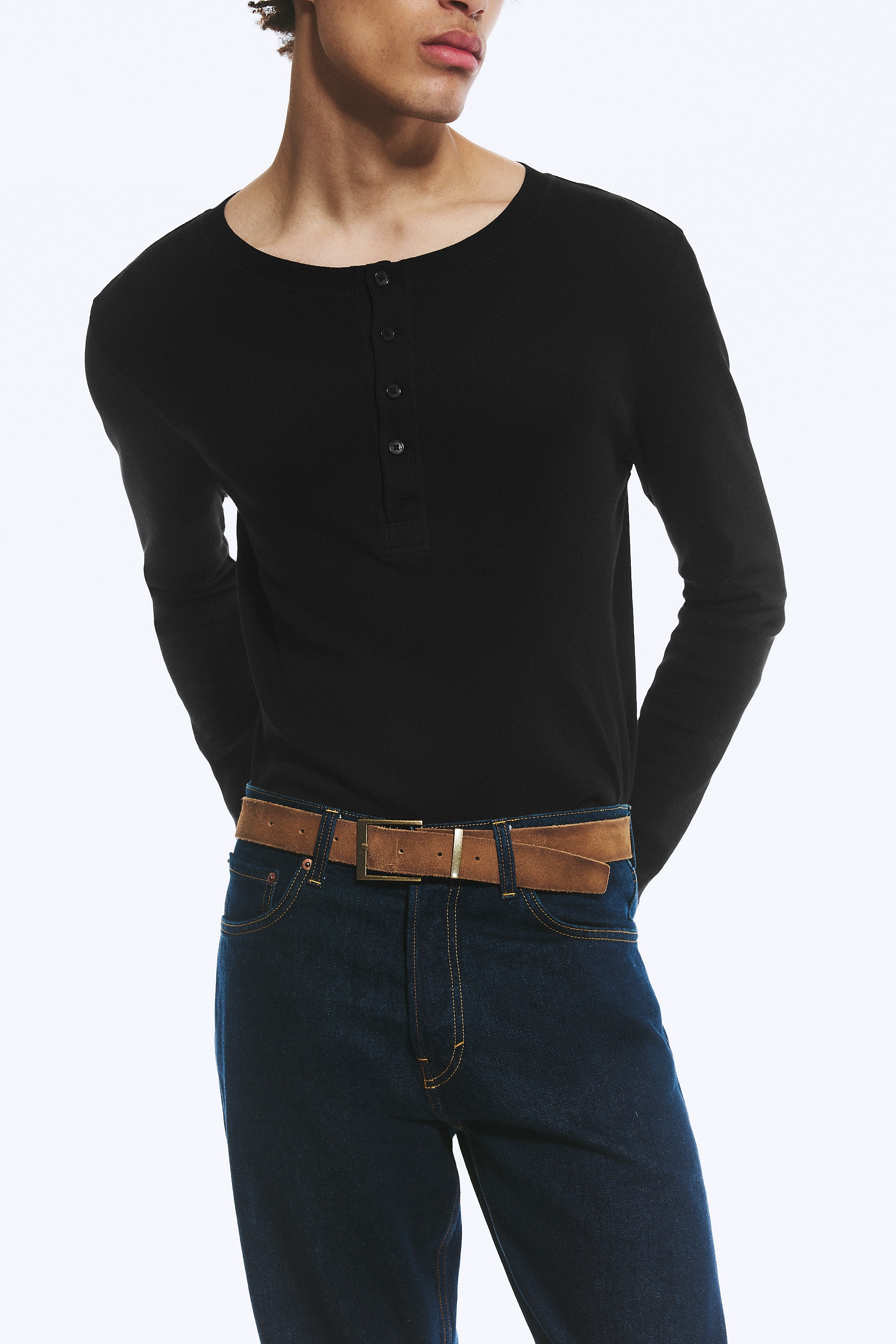 Leren riem - Bruin/Zwart