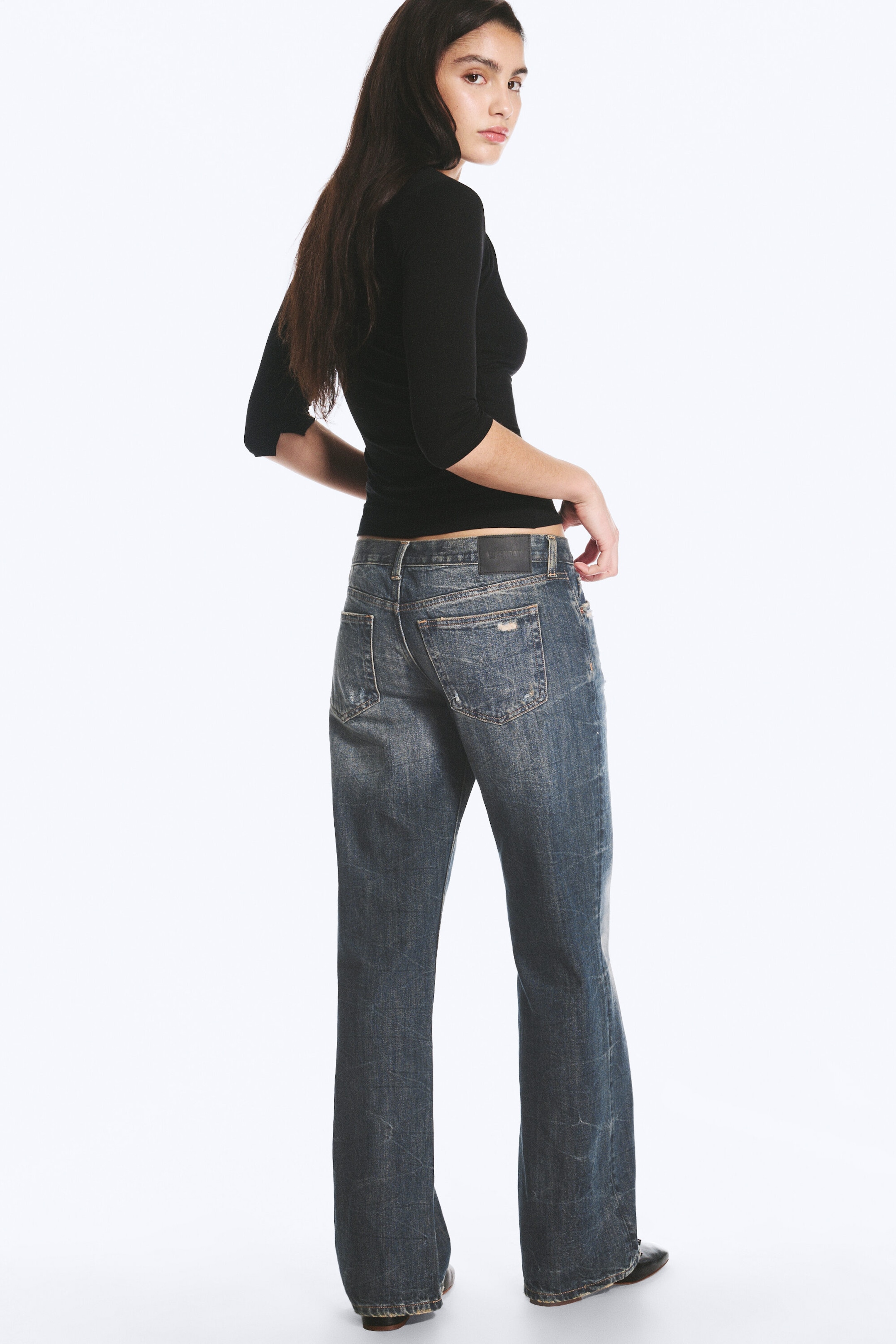 Marina Blue - Dark Blue - Aura Low Rise Relaxed Bootcut Jeans - 5