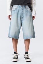 Kimberley Blue - Light Blue - Astro Mid Rise Loose Baggy Denim Shorts - 2