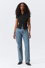 90s Blue - Medium Blue - Resolute Curve High Waisted Regular Straight Jeans - 0