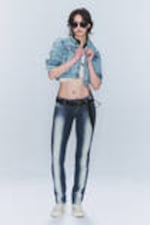 Blue Spray - Sleezie Low Waist Skinny Straight Jeans - 0