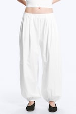 White - Balloon Cotton Trouser - 1