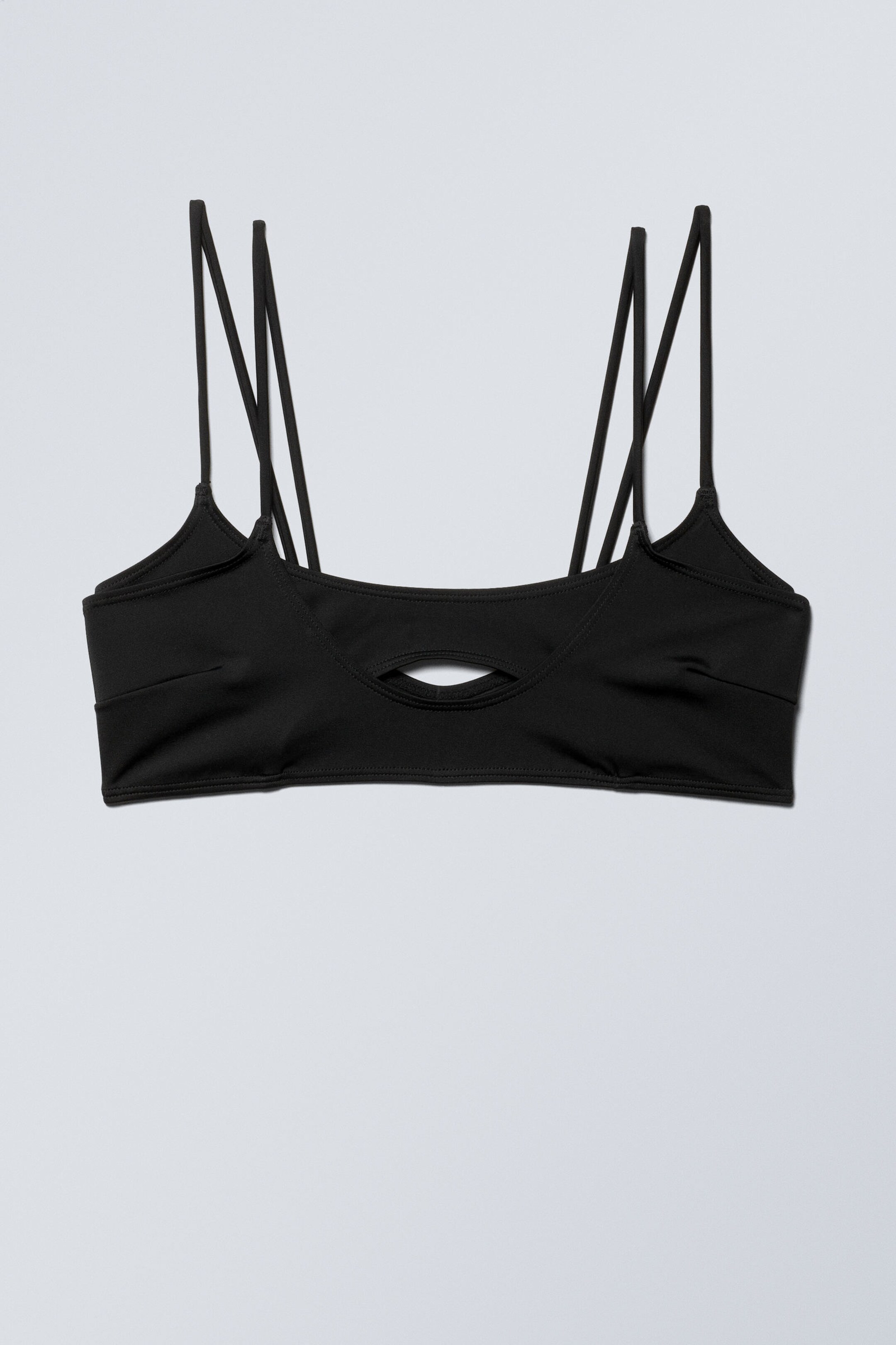 Schwarz - Träger-Bikinioberteil mit Lagen-Design - 3
