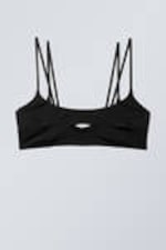 Schwarz - Träger-Bikinioberteil mit Lagen-Design - 3
