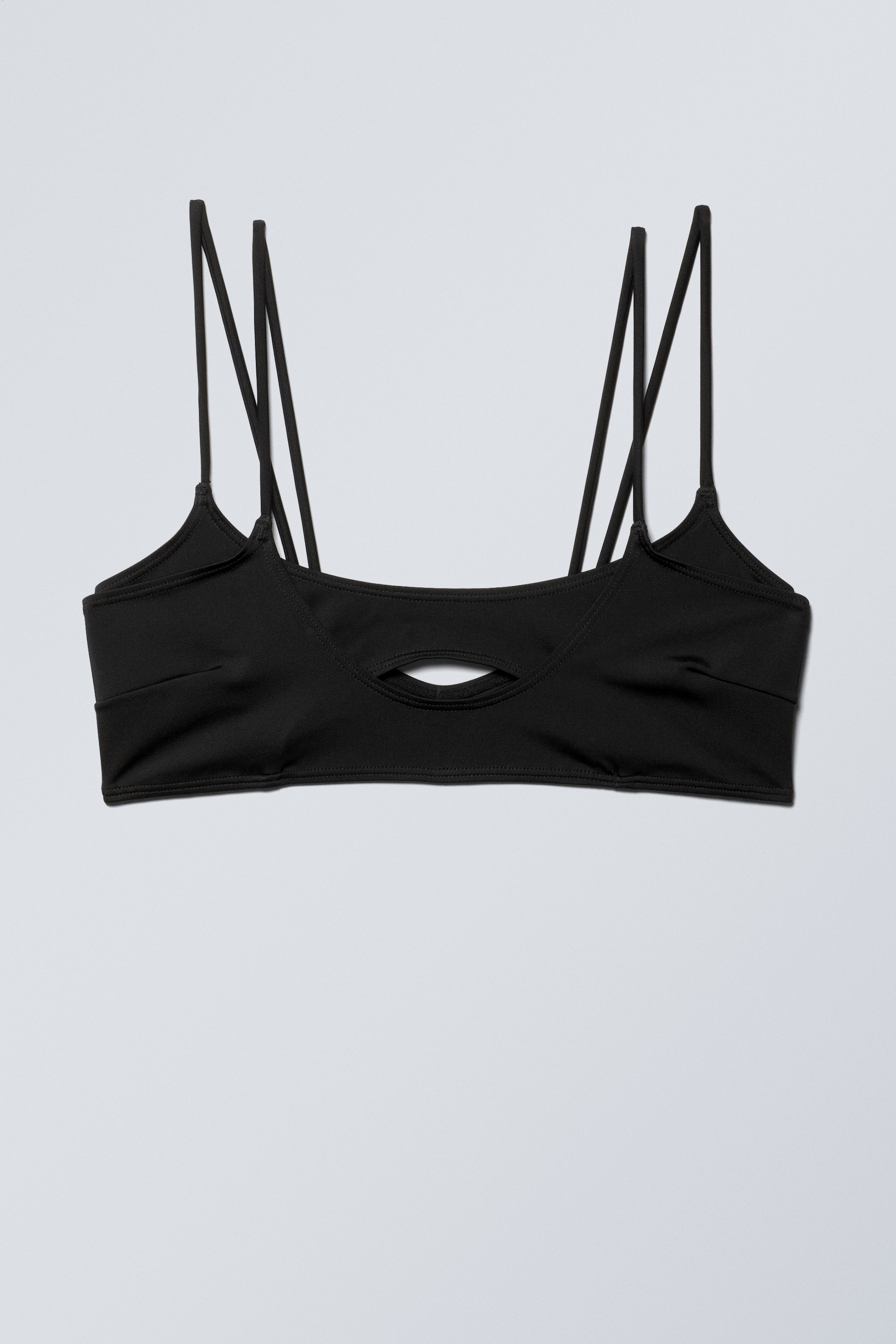 Schwarz - Träger-Bikinioberteil mit Lagen-Design - 1