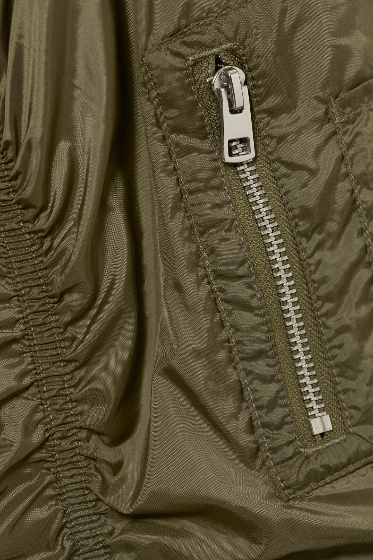 Bomber péplum froncé ajusté - Vert kaki - 5