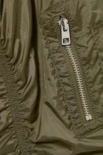 Khaki Green - Slim Ruched Peplum Bomber Jacket - 5