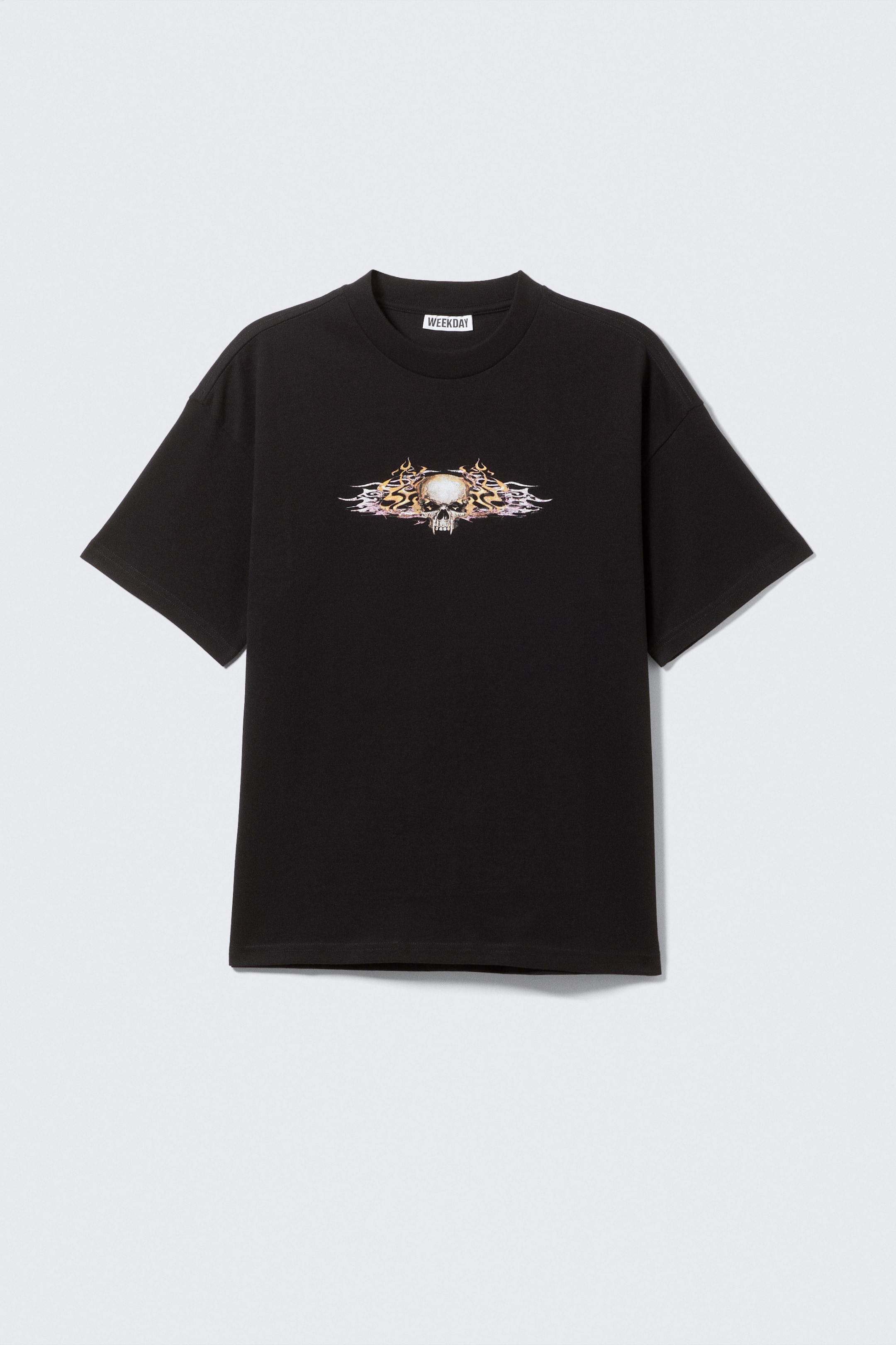 Black - Biker Skull - Boxy Printed Graphic T-shirt - 1