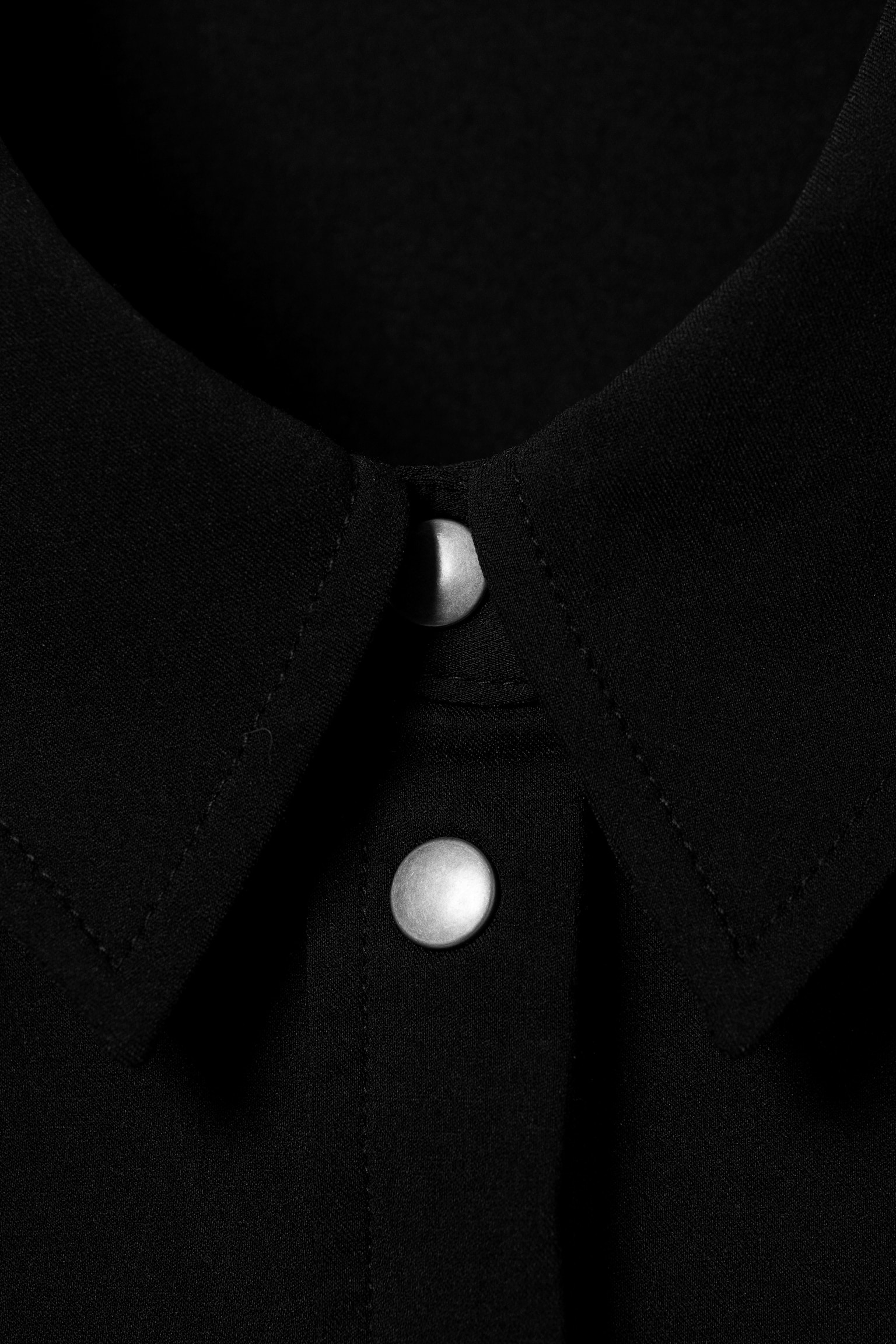 Fit-and-Flare Mini Shirt Dress - Black - 5