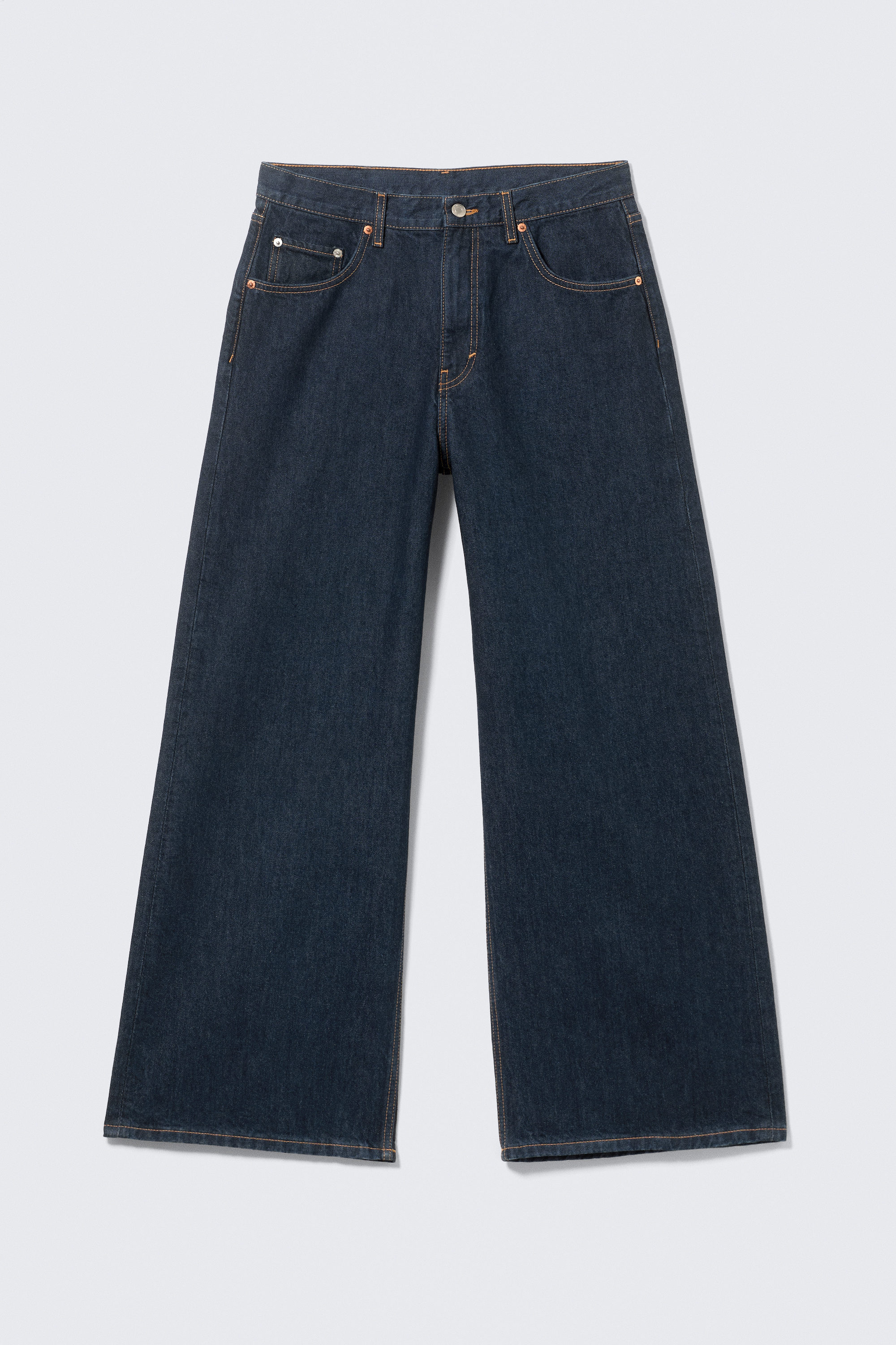 Blue Rinse - Dark Blue - Solar Loose Wide Leg Unisex Jeans - 5