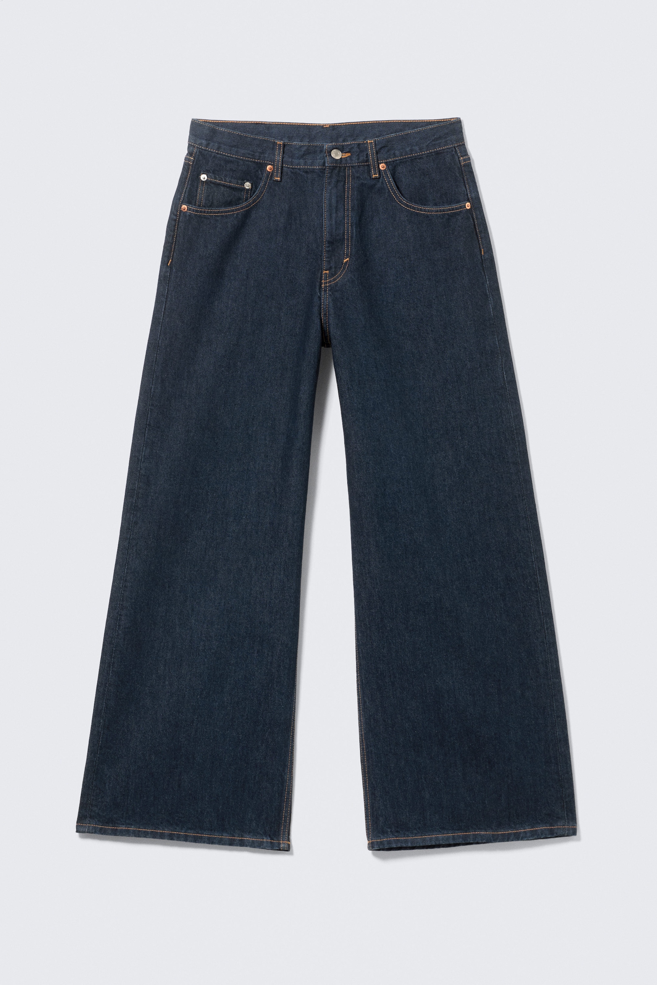 Blue Rinse - Dark Blue - Solar Loose Wide Leg Unisex Jeans - 6