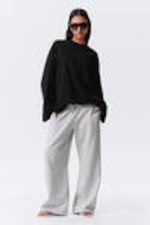 Grey Melange - Loose Long Heavyweight Sweatpants - 0