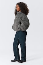 Dimgrå - Oversized fluffig zip-jacka - 2