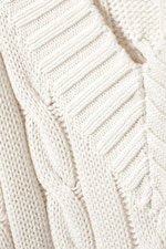 White - Cable Knit V-Neck Sweater - 1