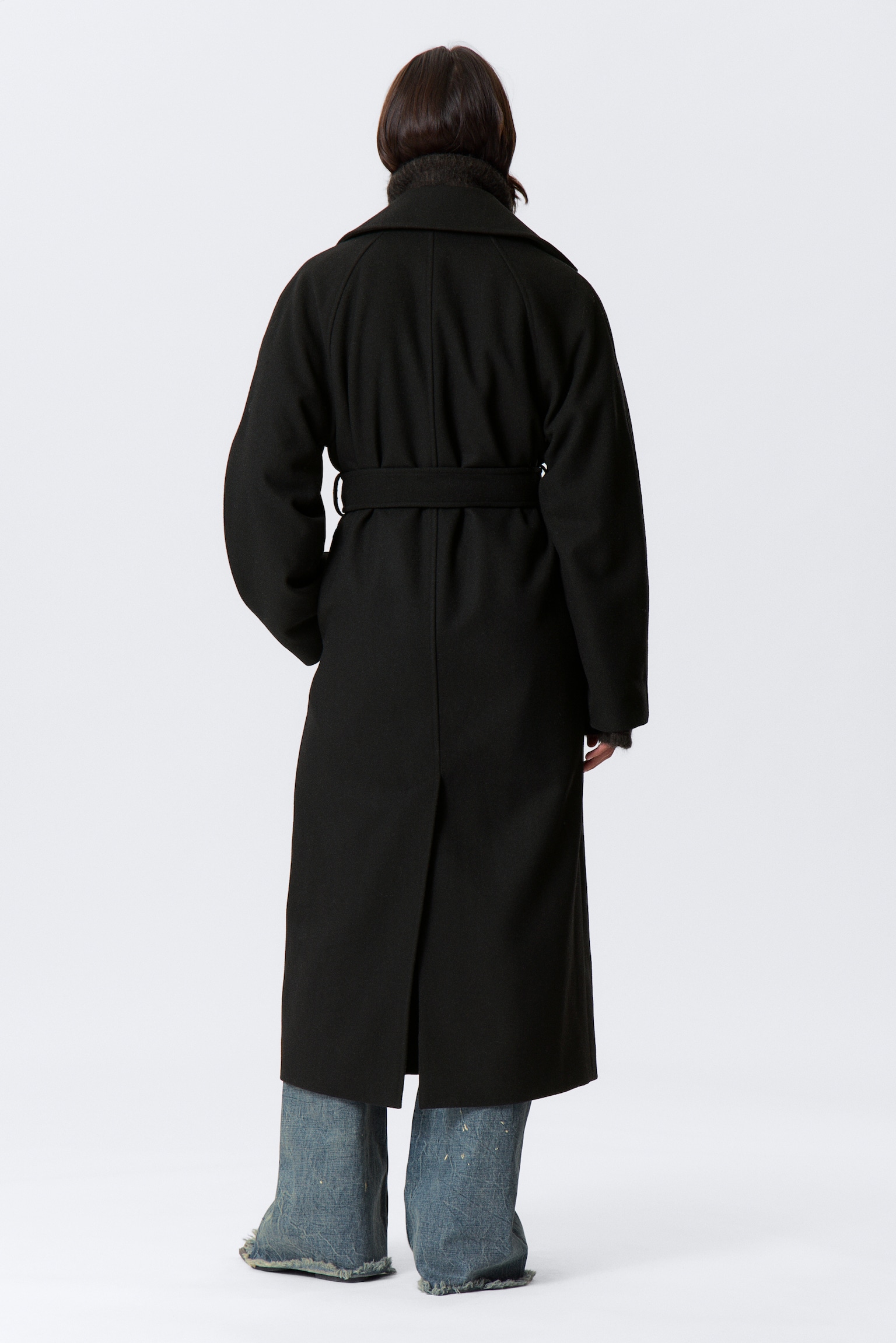 Palton supradimensionat din amestec de lână cu două rânduri de nasturi Kia - Negru/Gri închis melanj/Maro Închis Melanj/Bej Deschis - 7