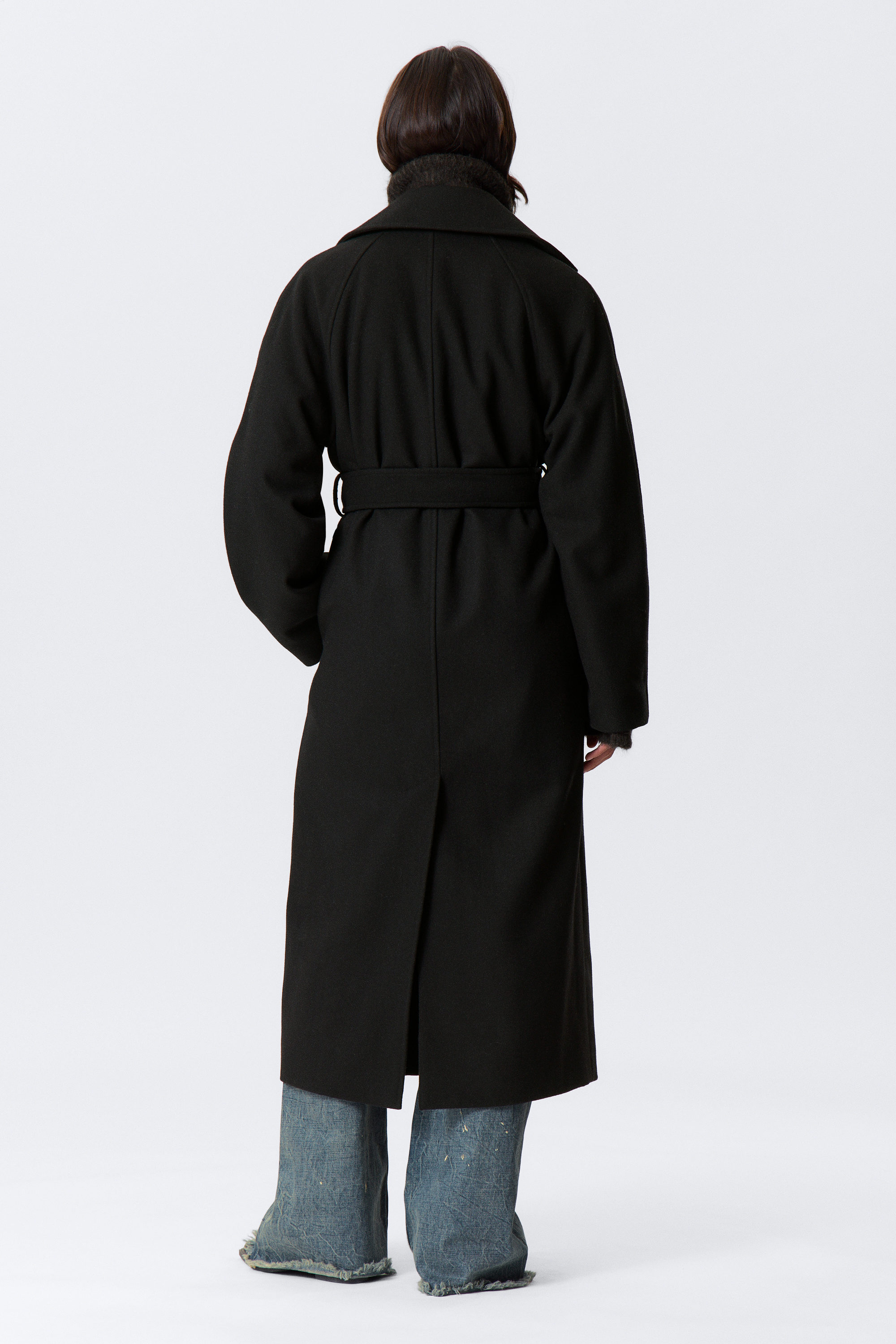 Black - Kia Oversized Wool-Blend Double-Breasted Coat - 6