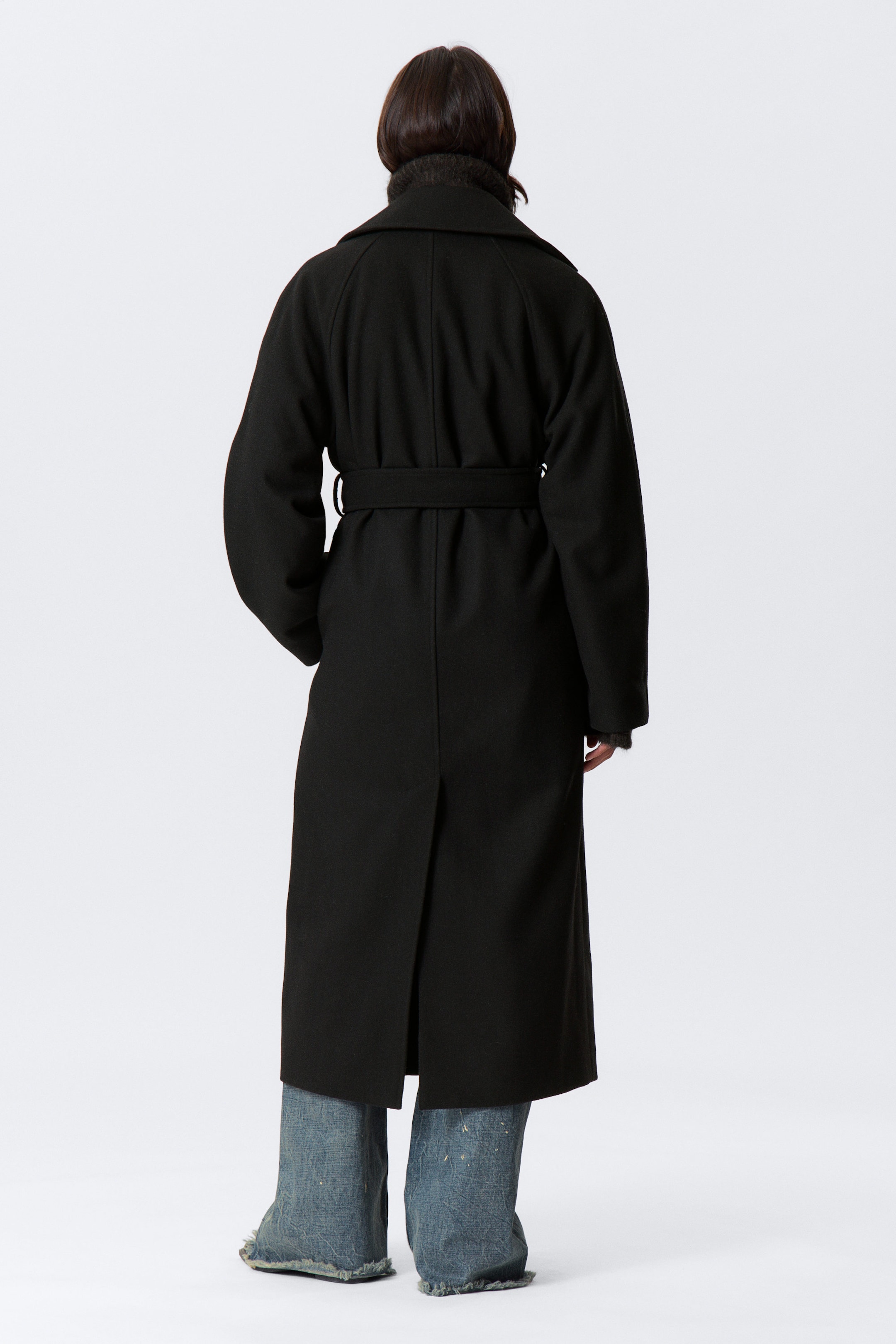 Schwarz - Kia Zweireihiger Oversize-Mantel aus Wollmischung - 4