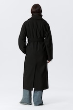 Schwarz - Kia Zweireihiger Oversize-Mantel aus Wollmischung - 4