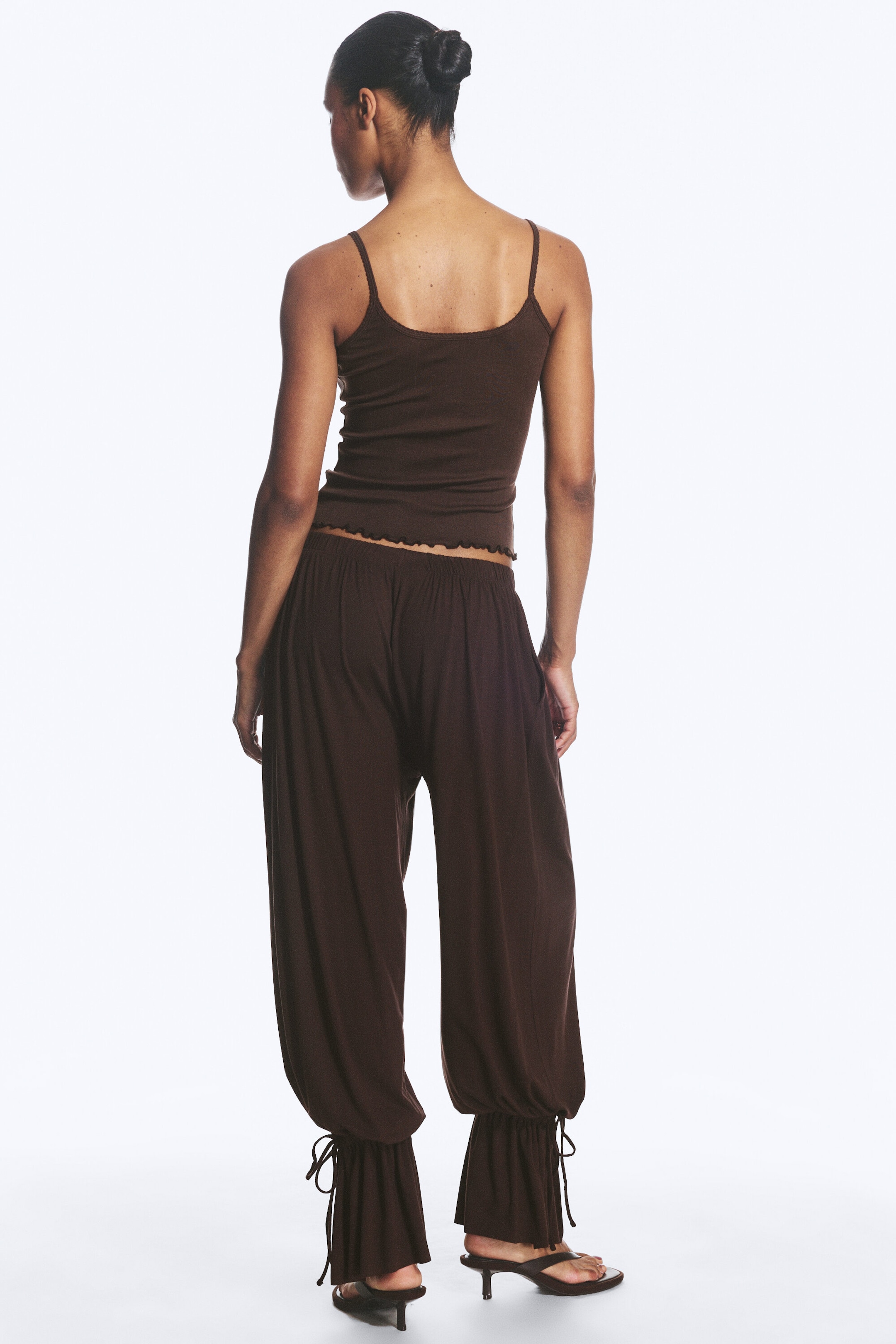 Dark Brown - Jersey Balloon Trousers - 4