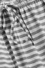 White - Grey Stripes - Mid Rise Loose Wide Leg Lyocell Trousers - 5