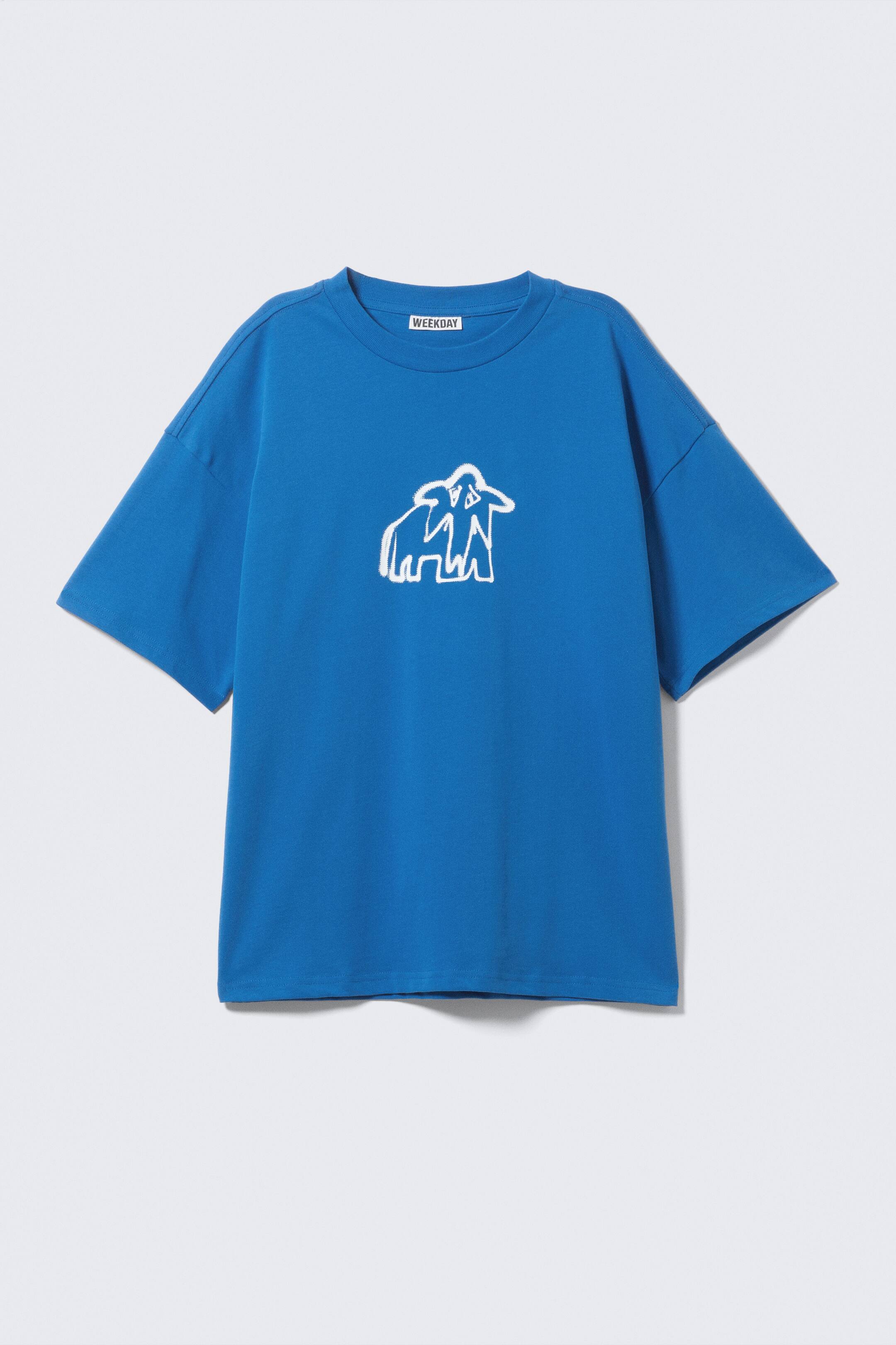 Grotere afbeelding bekijken: Great Boxy Printed Graphic Tee - Blue - Sadphant - HEREN | H&M BE 1