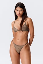 Dusty Grey - 2-pack Sheer Lace Tanga Thongs - 0