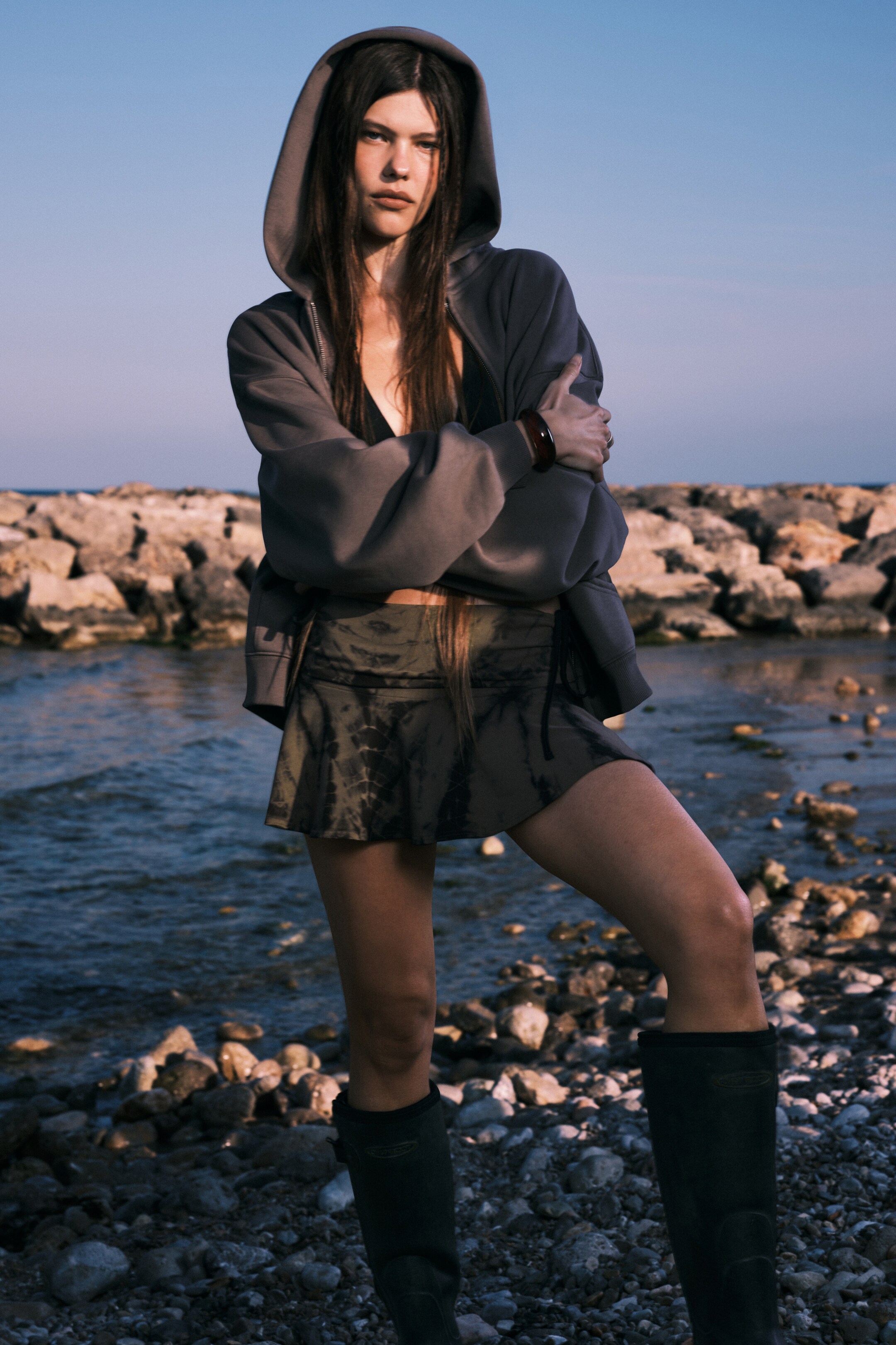 Ingrandisci l'immagine: Wide Waist Cotton Mini Skirt - Dark Mole Tie-Dye - DONNA | H&M CH 1