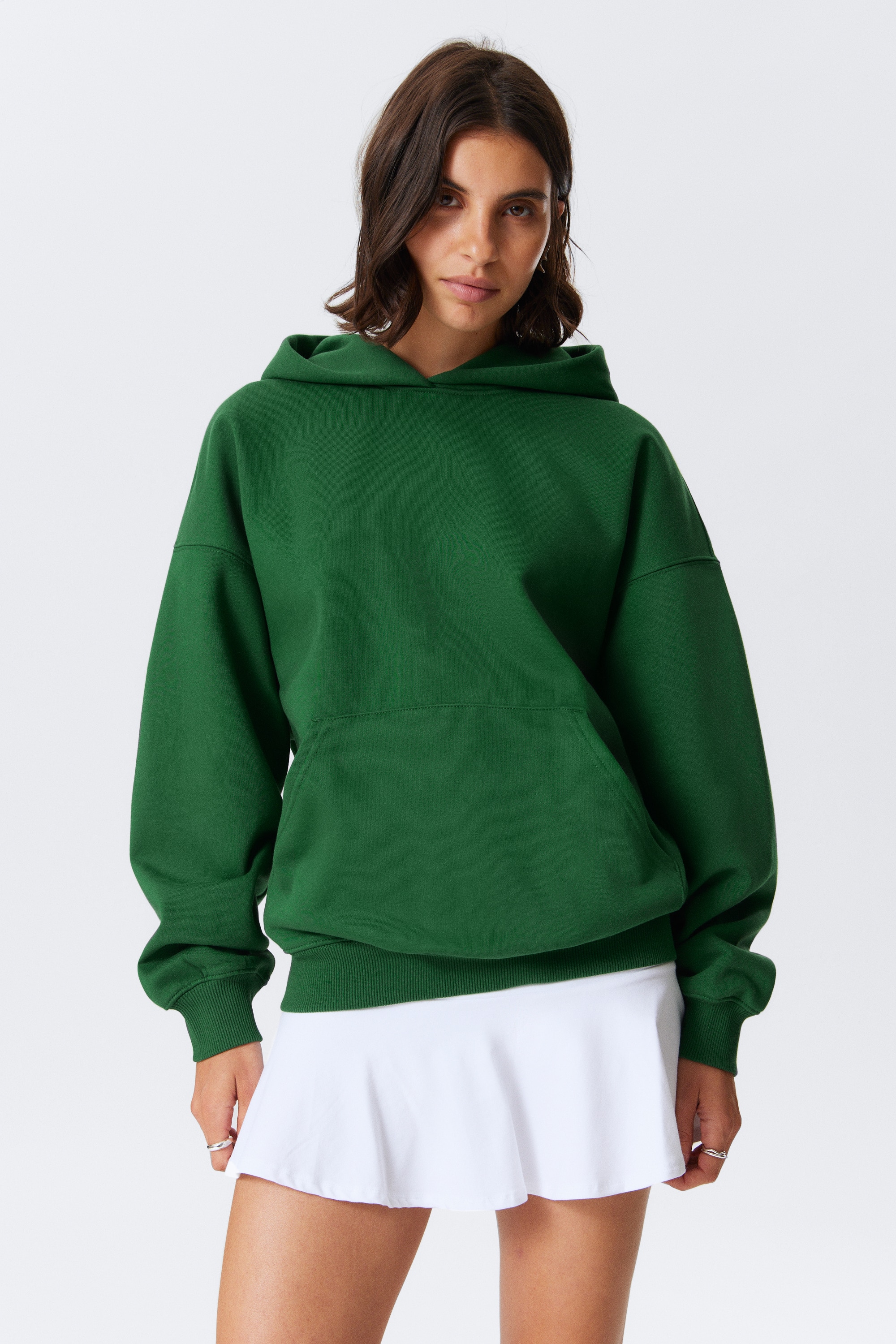 Camisola com capuz oversized pesada - Verde-escuro/Cinzento claro mesclado/Preto/Violeta/Azul-escuro