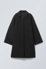 Black - Oversized Padded Car Coat - 0