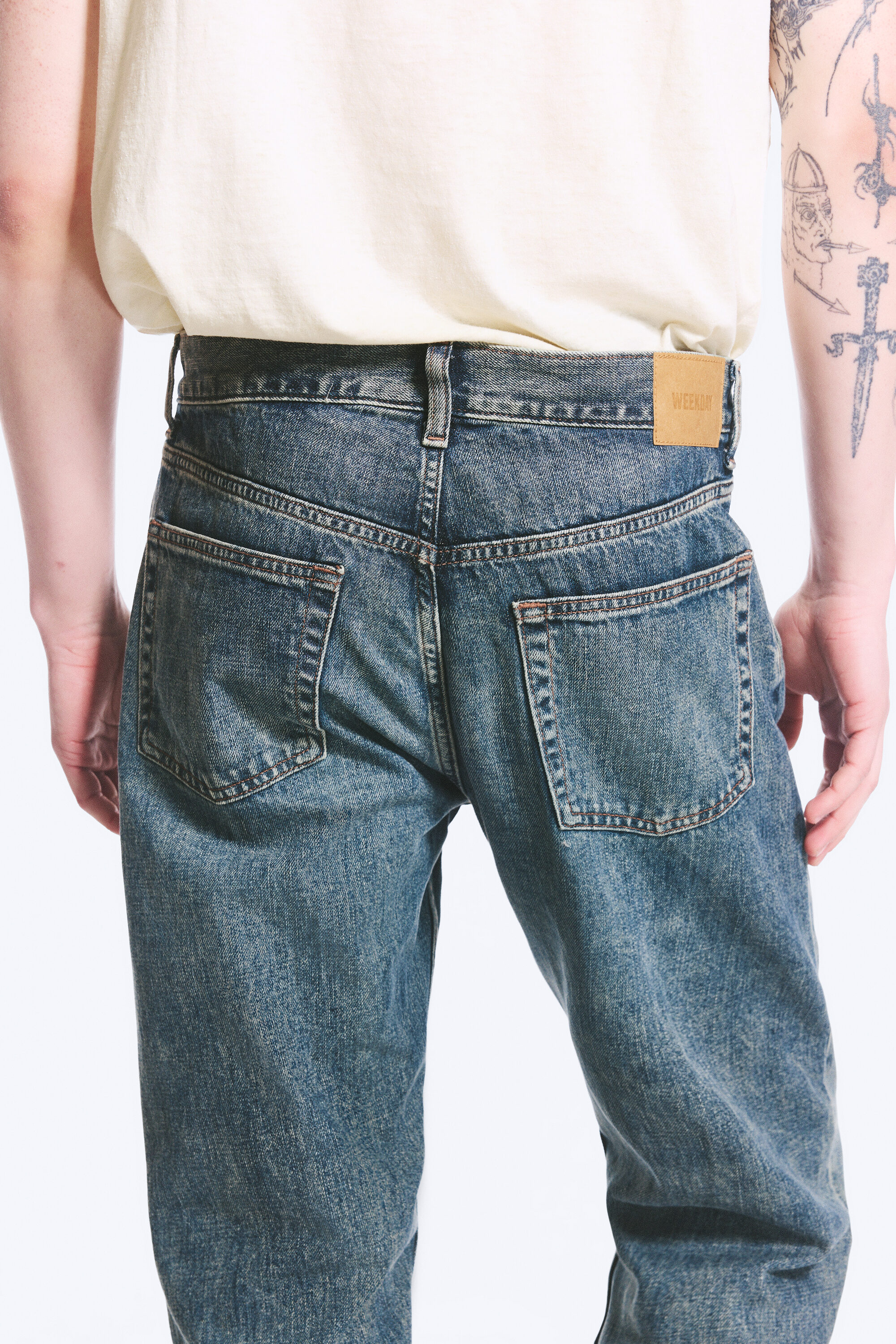 space relaxed straight leg jeans - Second Blue - Medium Blue